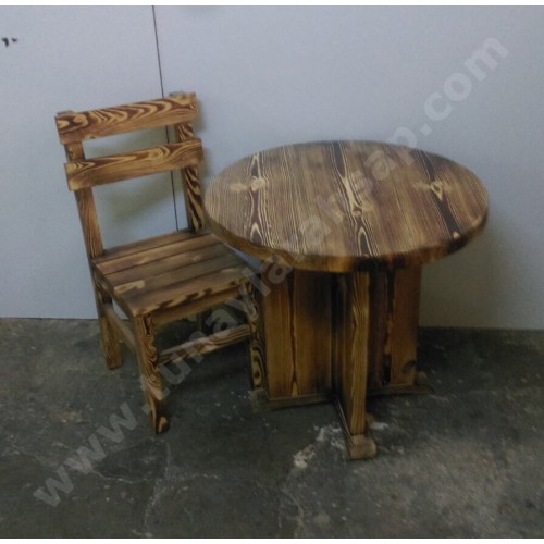 mss0015 Büfe, Bar, Cafe Ahşap Masa Sandalye (Kalas Masa Sandalye Vernikli)